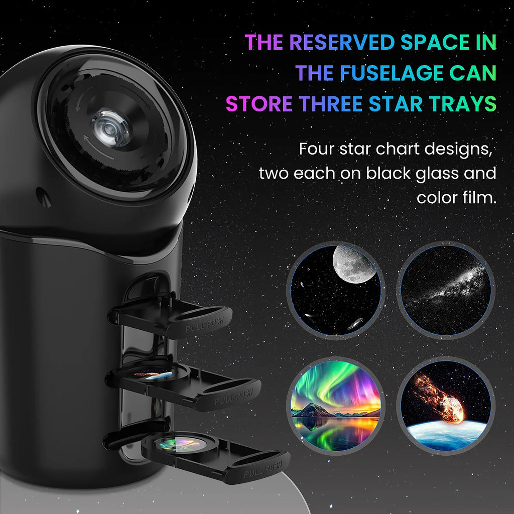 Portable Planetarium Star Projector with 4 HD Film Discs, 360° Rotating Adjustable Focus Galaxy Night Light for Car