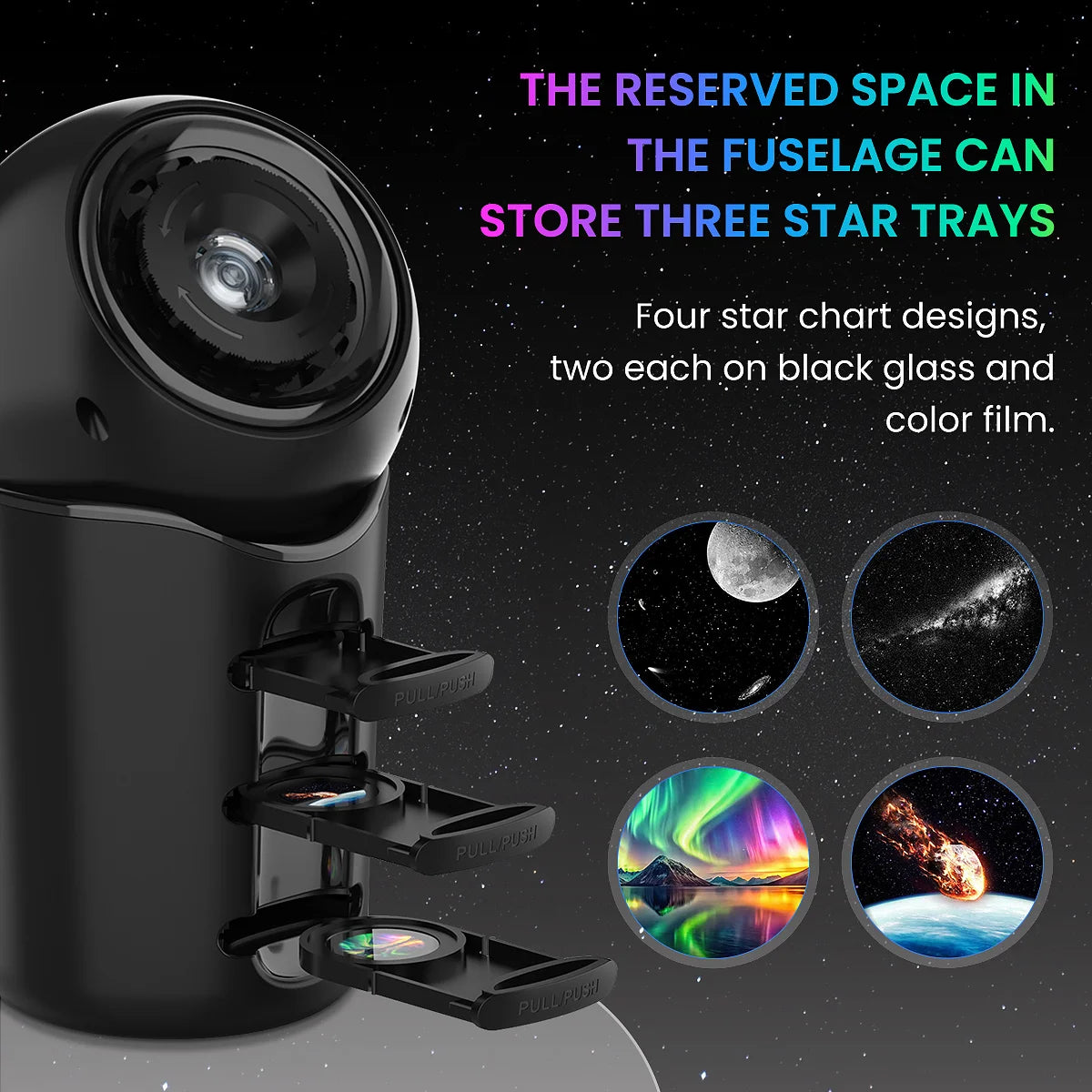 Portable Planetarium Star Projector with 4 HD Film Discs, 360° Rotating Adjustable Focus Galaxy Night Light for Car