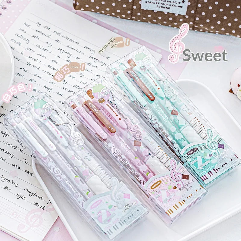 CowLost | product_id-2026-rosyposy-0-5mm-retractable-gel-pen-aesthetic-strawberry-music-notes-design-quick-dry-for-office-exam |5