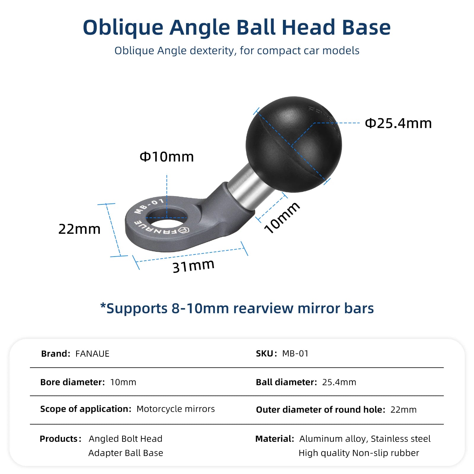 CowLost | product_id-fanaue-1-aluminum-alloy-ball-mount-base-motorcycle-rearview-mirror-adapter |3