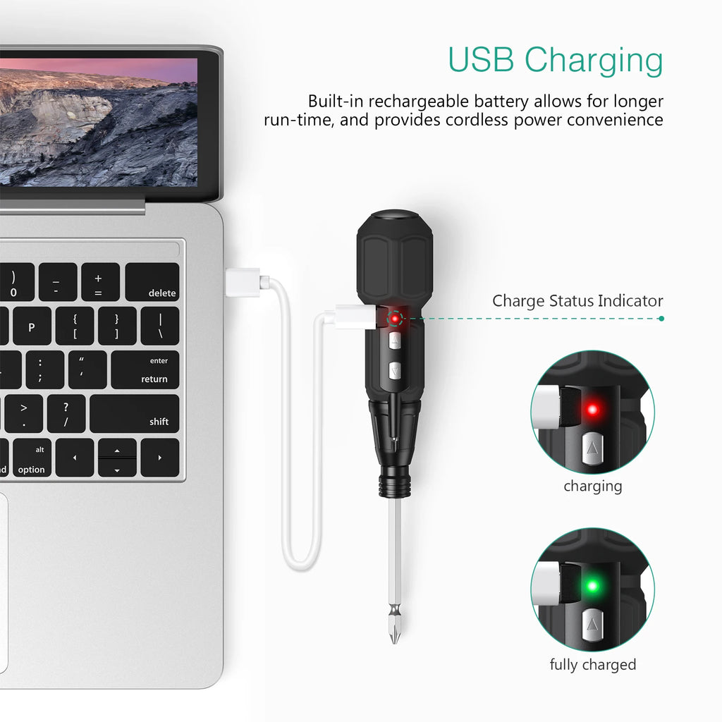 ORIA 9-in-1 Cordless Rechargeable Electric Screwdriver Set with LED Lights