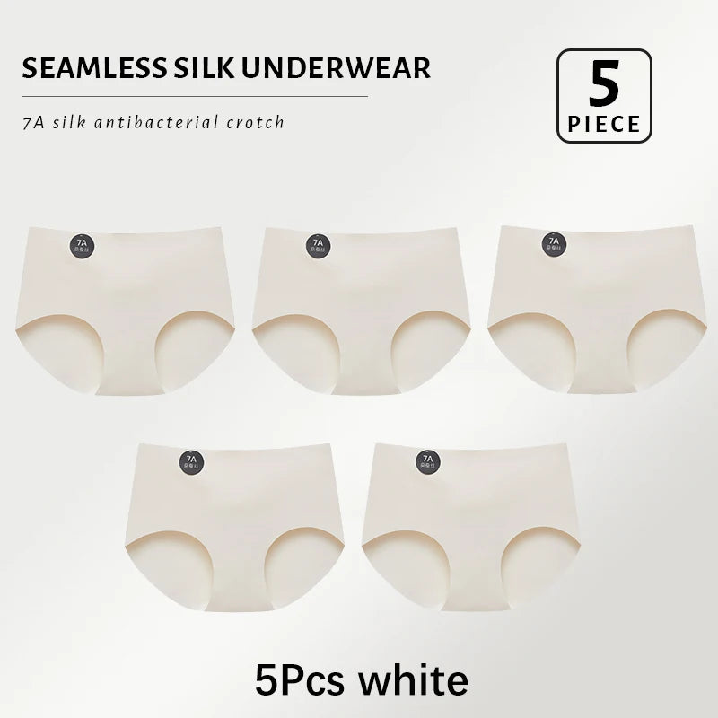 CowLost | product_id-5pcs-seamless-ultra-thin-high-elastic-mulberry-silk-womens-briefs |16