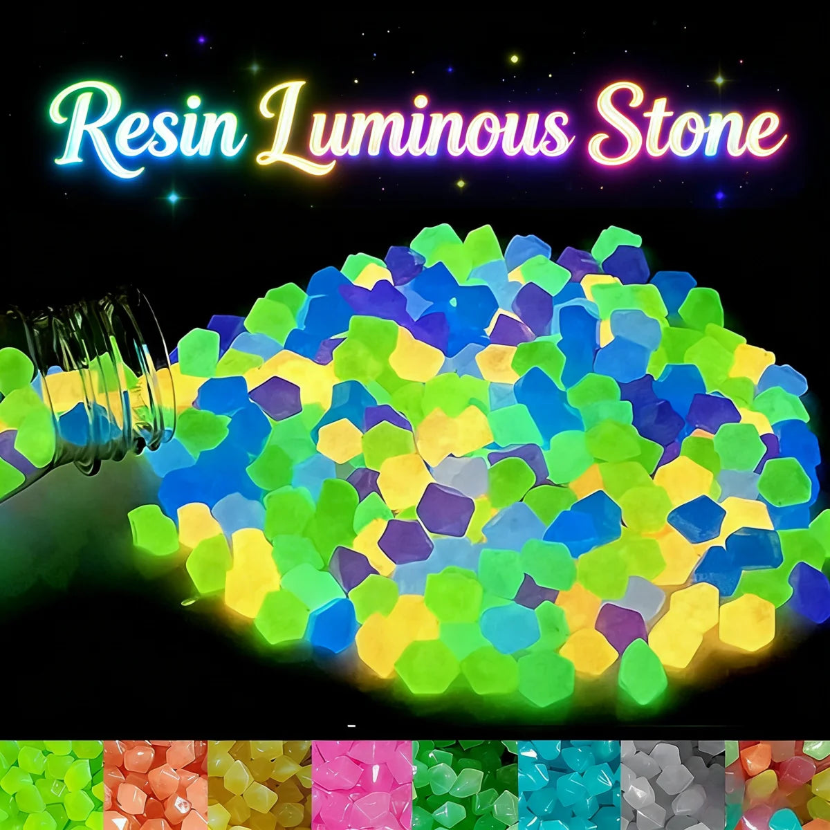100pcs 14x11mm Dark Pebbles Glow Fish Garden Stone Aquarium Decoration