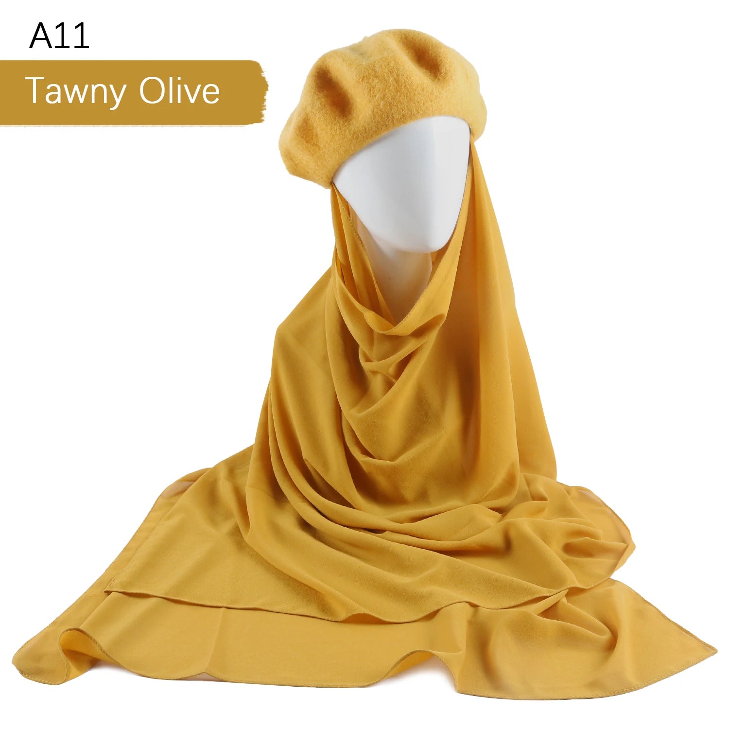 CowLost | musilm-women-french-style-beret-hats-with-chiffon-hijab |11