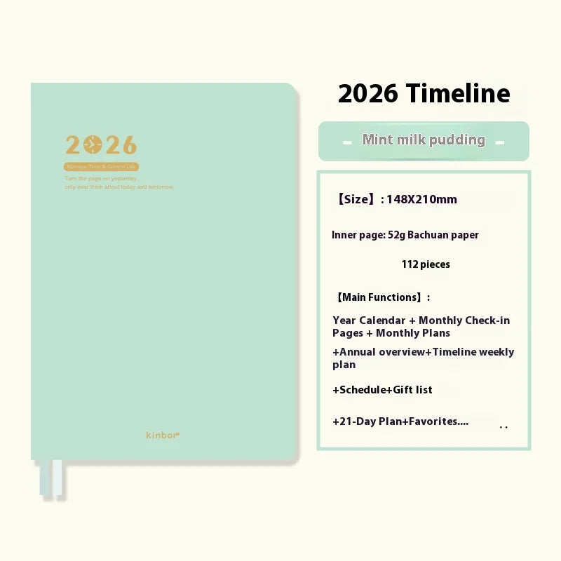 CowLost | product_id-2026-kinbor-a5-timeline-planner-notepad-52g-bachuan-paper-weekly-2-page-schedule-minimalist-design |22