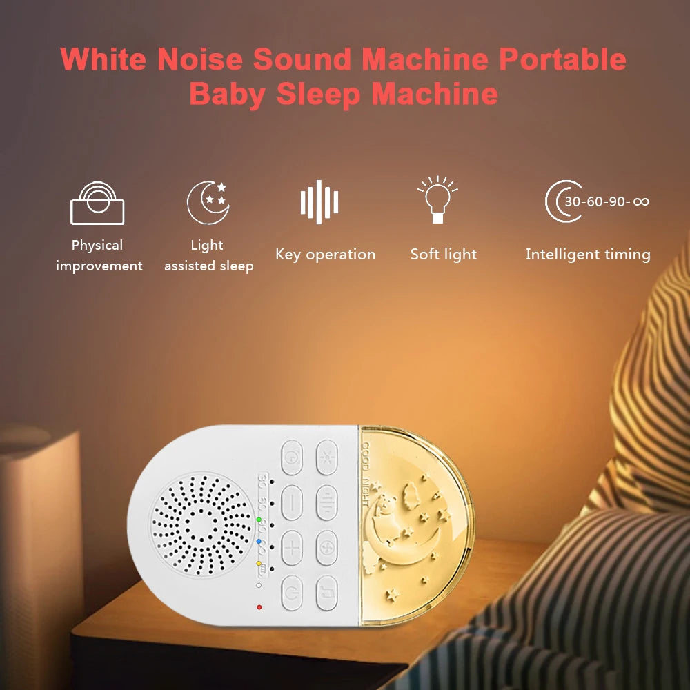 CowLost | portable-white-noise-baby-sleep-machine-24-soothing-sounds-soft-breath-light-30-60-90-timing-for-baby-adult-office-travel |7