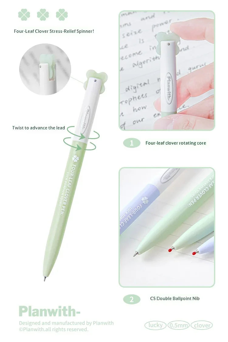 CowLost | product_id-planwith-lucky-clover-0-5mm-carbon-black-gel-pen-no-smudge-smooth-writing-rotary-twist |14