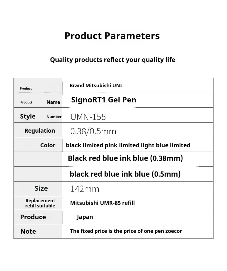 CowLost | product_id-mitsubishi-uni-signo-umn155-gel-pen-0-38-0-5mm-black-red-blue-quick-dry-smooth-low-friction |12