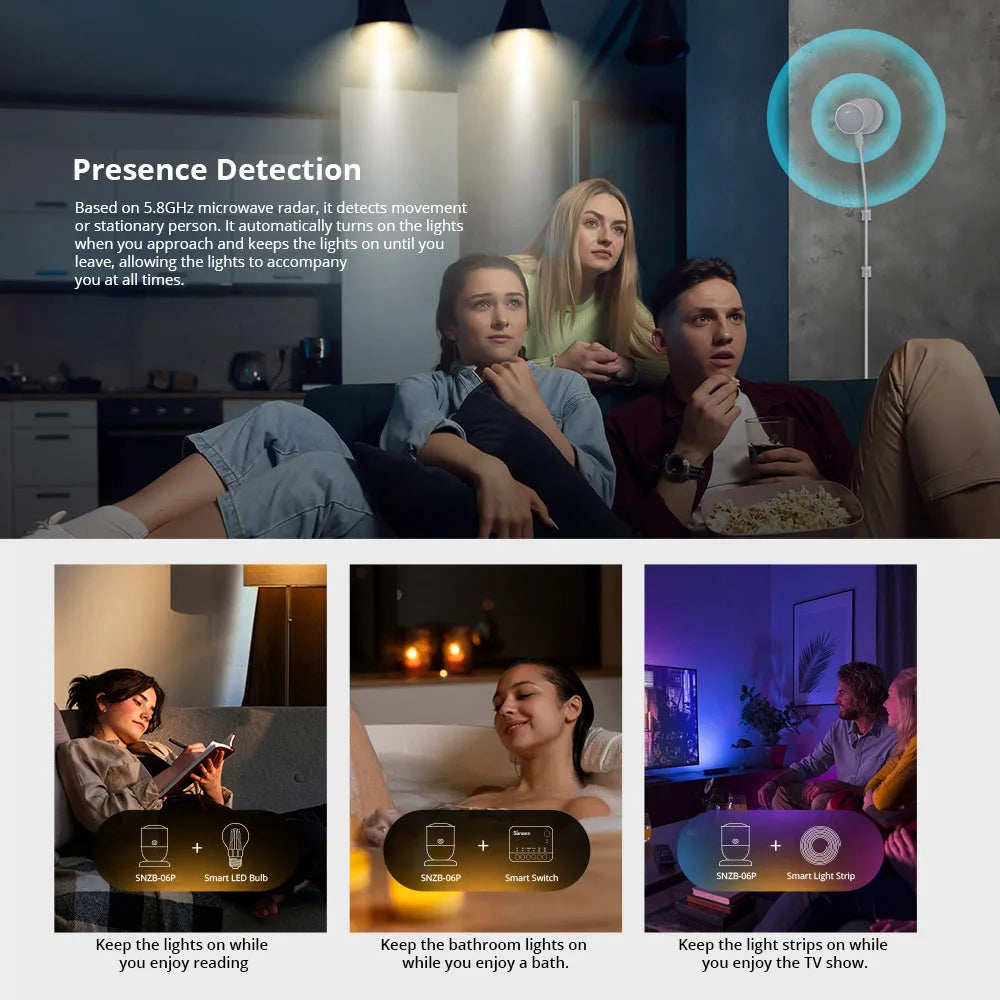 CowLost | sonoff-snzb-06p-zigbee-human-presence-sensor-5-8ghz-microwave-radar-detection |9