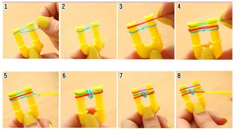 Colourful Rubber Loom Band Set Elastic Bracelet Weaving Toy with Charms