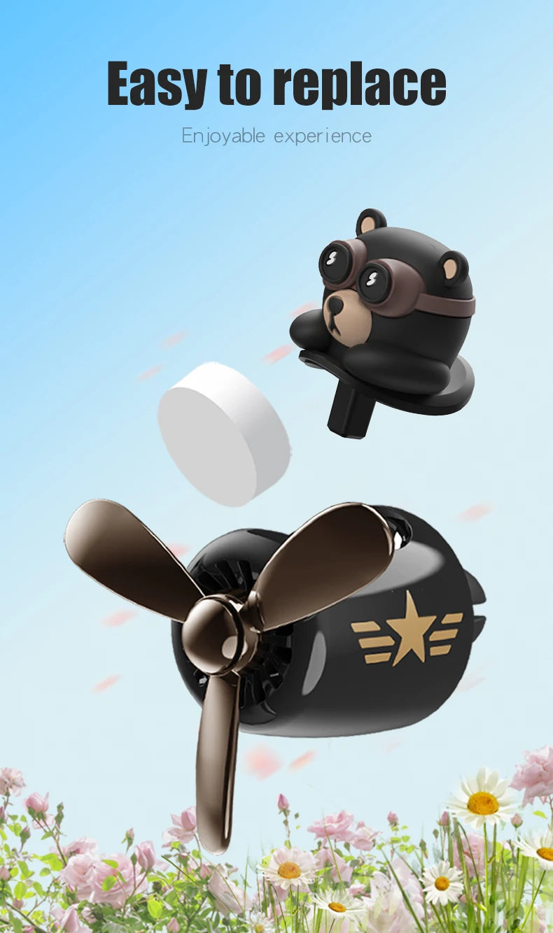 CowLost | product_id-rotating-pilot-bear-car-air-freshener-vent-clip-ocean-scent-diffuser |15