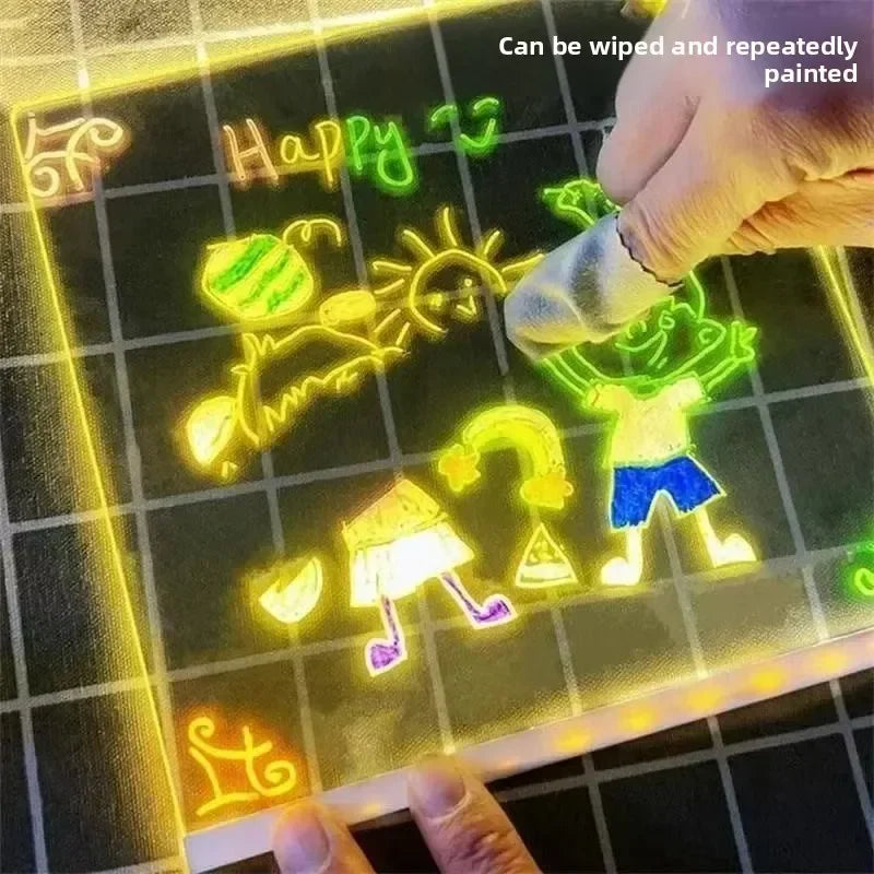 DIY LED Acrylic Drawing Board with Color Pens and Night Light