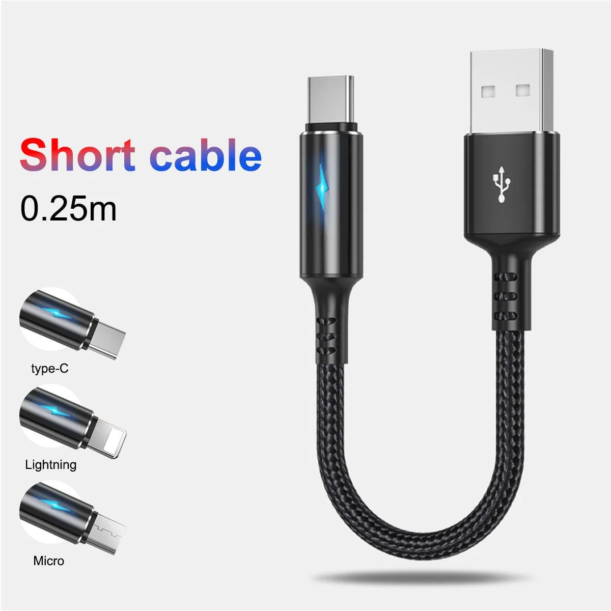 CowLost | product_id-25cm-fast-charging-nylon-micro-usb-type-c-data-cable-for-ios-android-phones |7