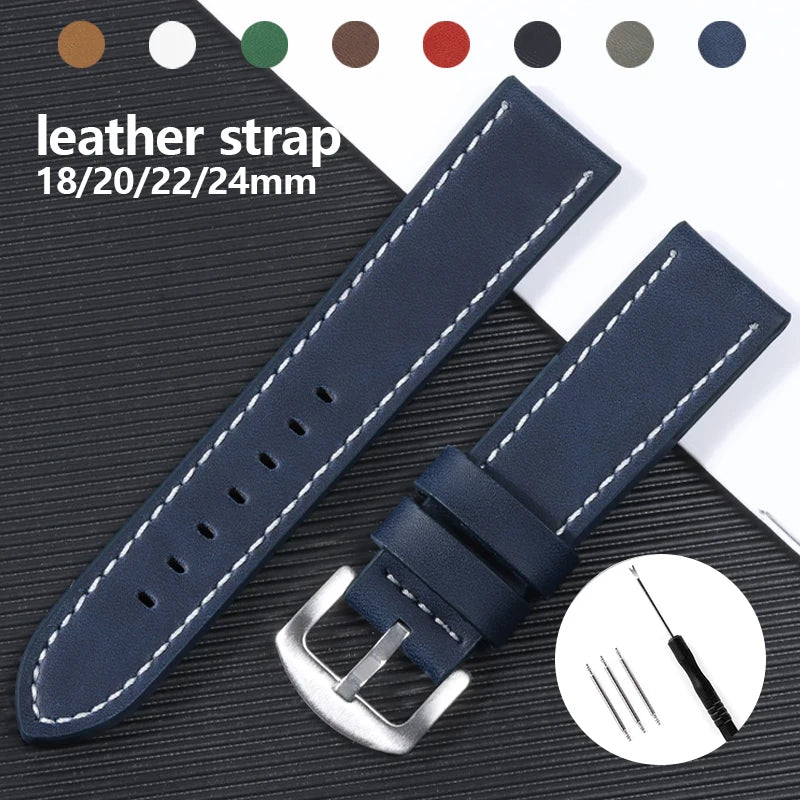 CowLost | product_id-universal-genuine-leather-waterproof-watch-strap-replacement-for-rolex-seiko-18-20-22-24mm |7