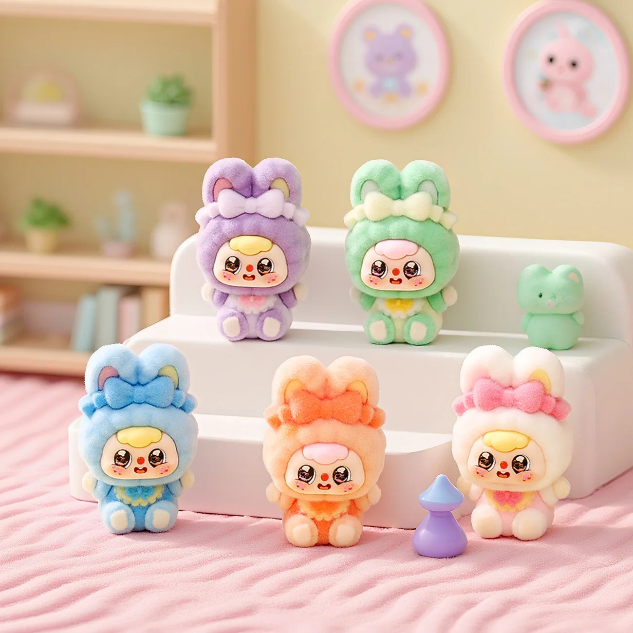 CowLost | product_id-9pcs-butterfly-knot-rabbit-plush-dolls-diy-blind-box-accessories-car-desktop-ornaments-gifts |2