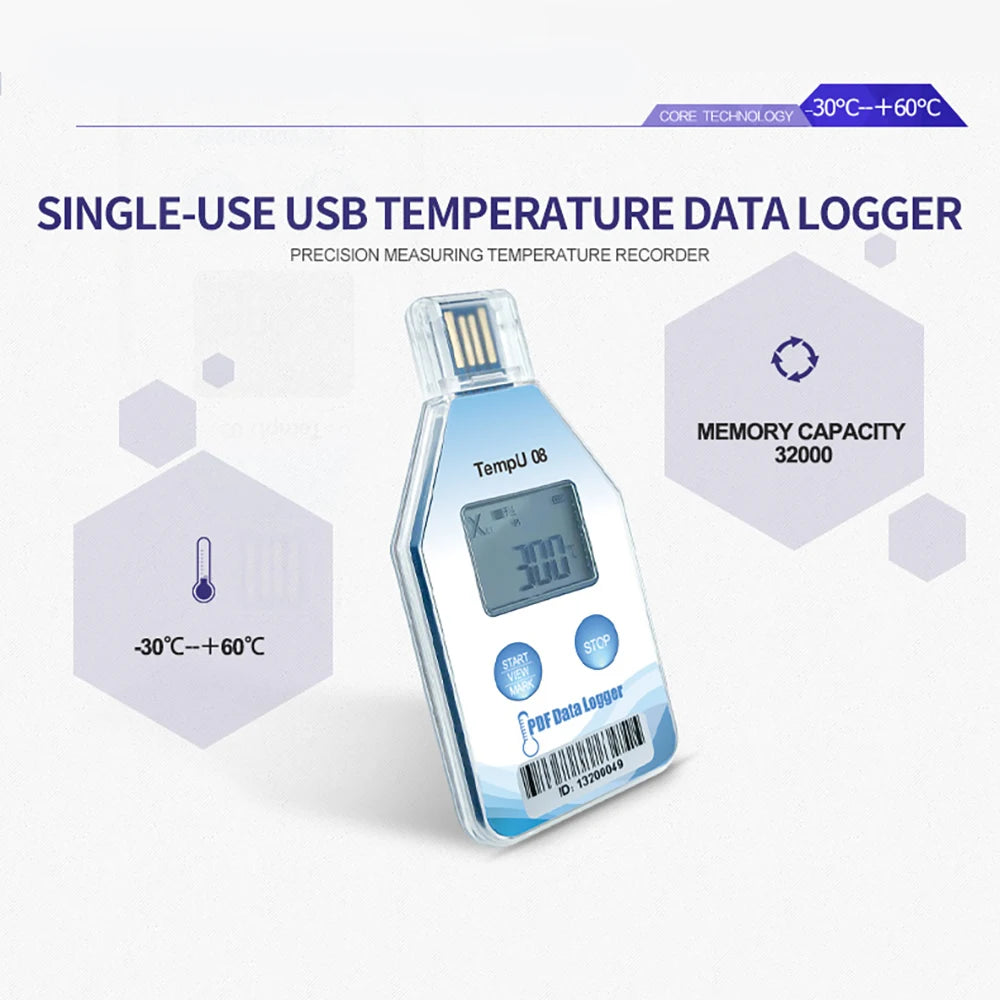 TempU08B USB Temperature & Humidity Data Logger 32000 Sets for Warehouse Storage