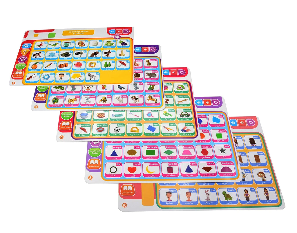 Muslim Kids Arabic Electronic Learning Board with 11 Themes Alphabet Number Words Sound Toy