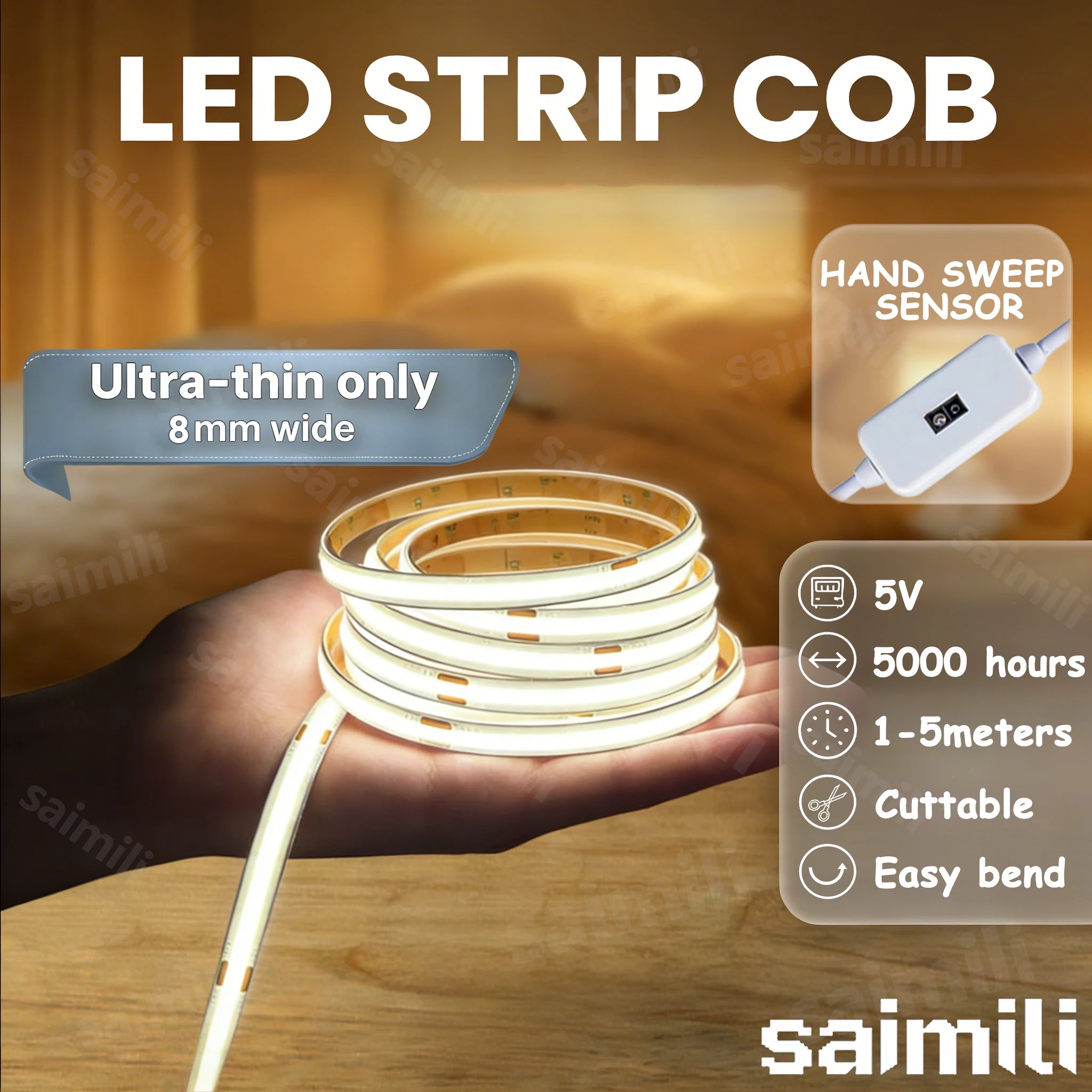 CowLost | light-ropes-strings-product_id-cob-5v-usb-led-strip-light-with-hand-sweep-sensor-dimmable-flexible-tape-for-tv-mirror-kitchen-room-backlight |1