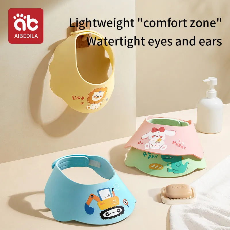 CowLost | aibedila-baby-shower-cap-adjustable-waterproof-ear-protection-shampoo-hat |1