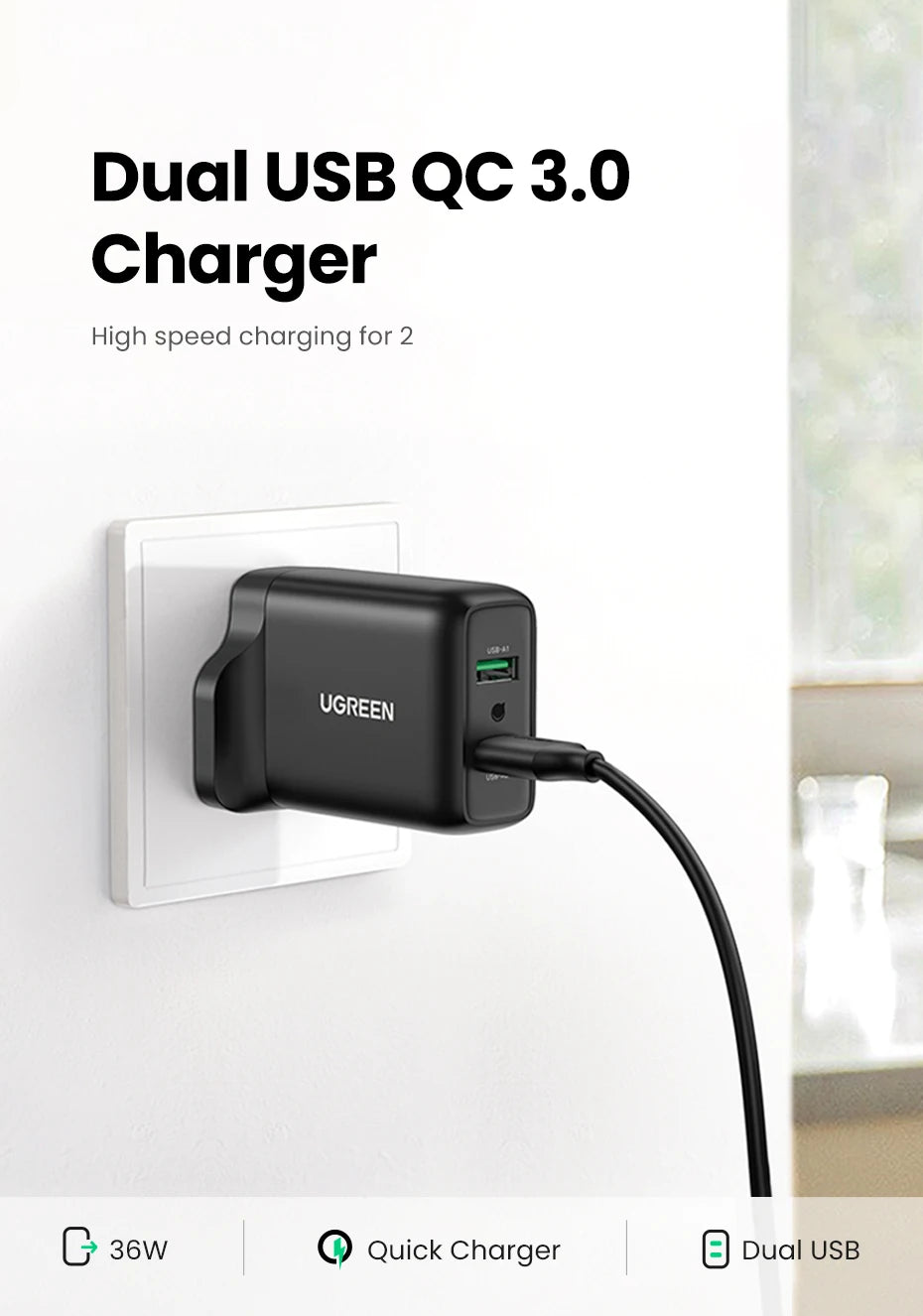 CowLost | ugreen-usb-charger-quick-charge-3-0-36w-fast-charger |7