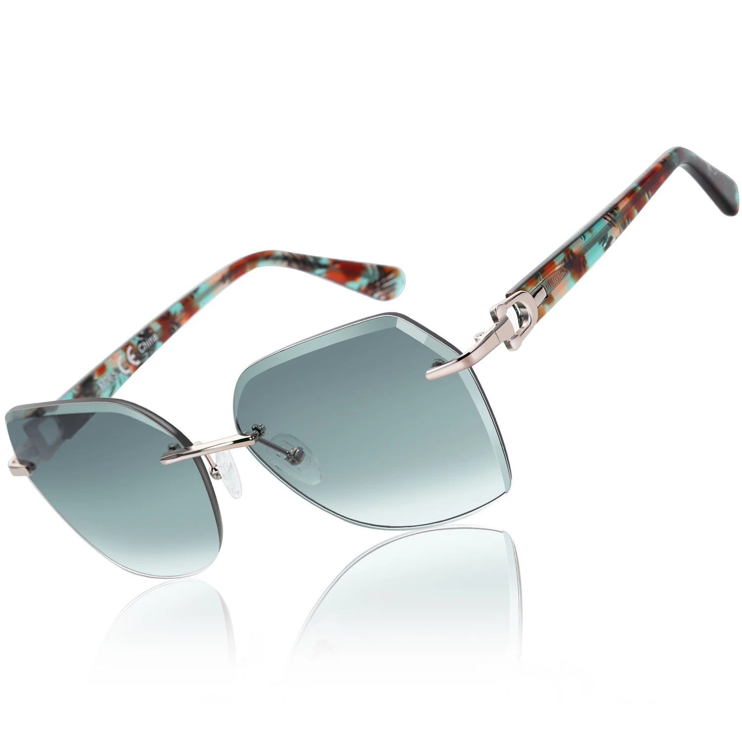 CowLost | zenottic-fashion-women-rimless-sunglasses-for-ladies-trendy-geometric-diamond-cutting-gradient-lens |29