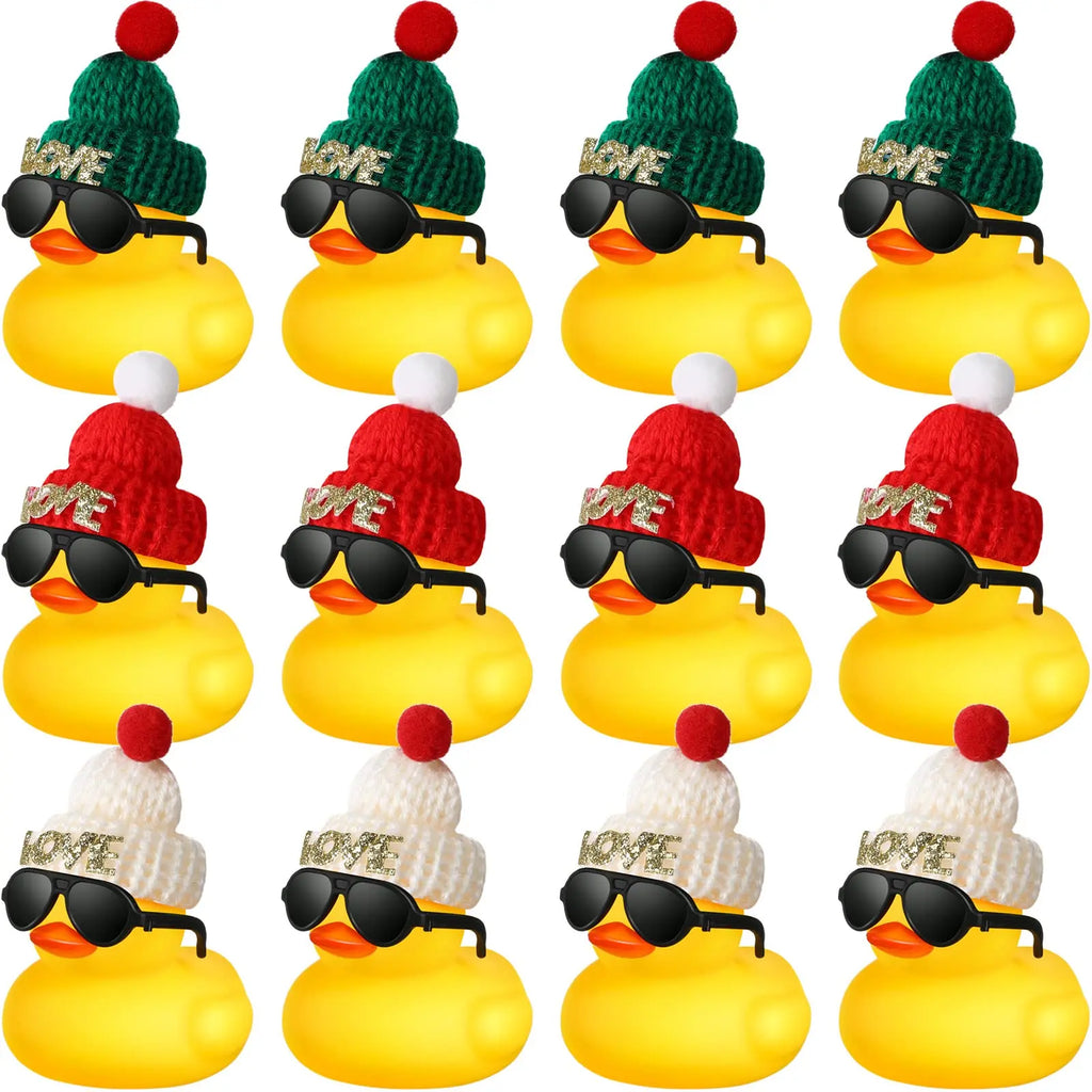 CowLost | product_id-6-12-24-mini-rubber-ducks-bulk-set-with-plush-hat-for-christmas-valentine-party-favor |1