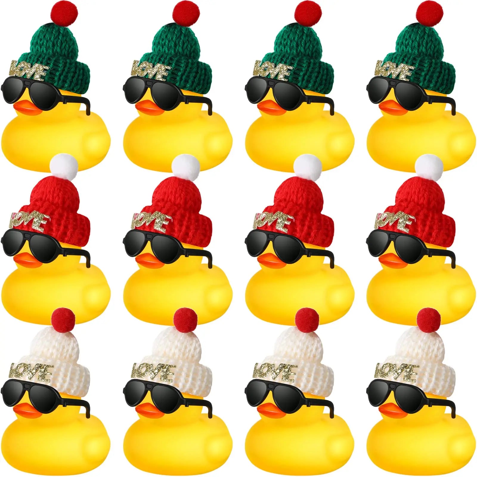 CowLost | product_id-6-12-24-mini-rubber-ducks-bulk-set-with-plush-hat-for-christmas-valentine-party-favor |1
