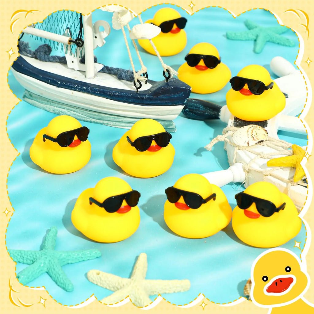 CowLost | product_id-10-200pcs-mini-rubber-duck-toys-with-sunglasses-squeak-float-party-favors-prizes-car-decor |3
