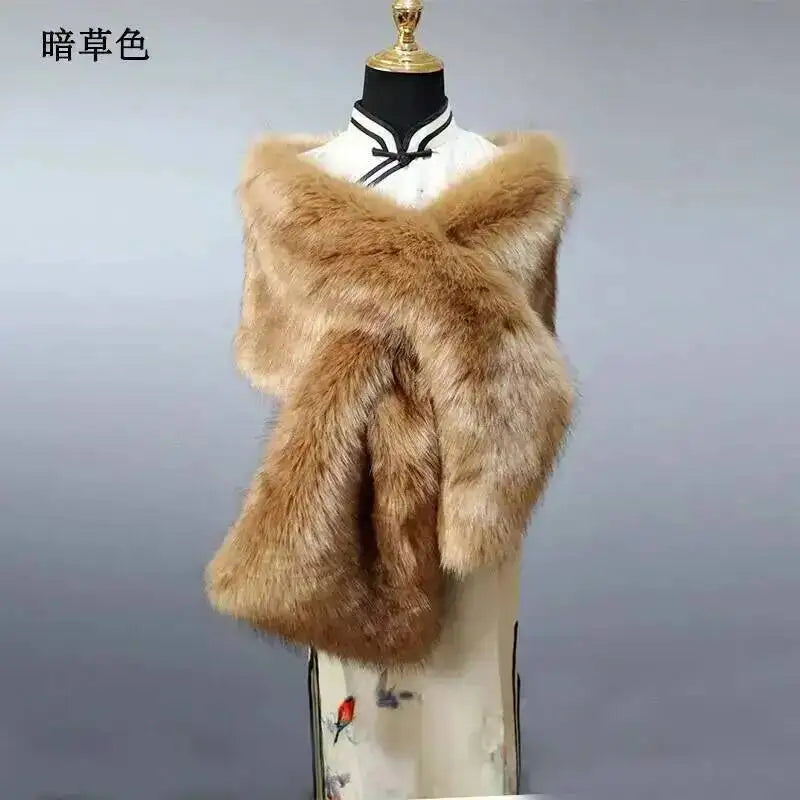 CowLost | 32-colors-165-30cm-women-luxury-warm-faux-fox-fur-shawl-winter-ladies-plush-scarf |66
