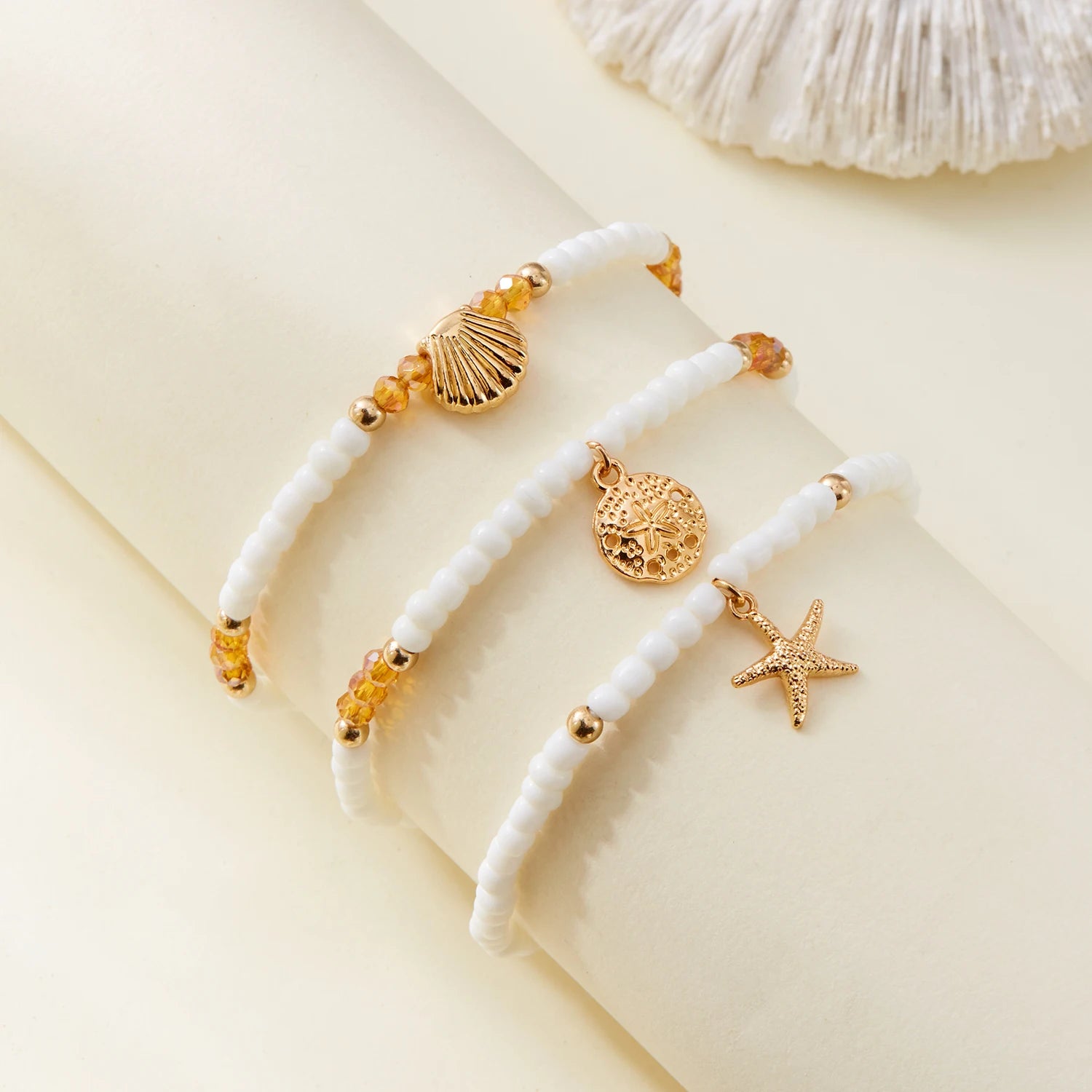 CowLost | bohemian-starfish-shell-anklet-set-for-women-colorful-rice-beads-anklet-bracelet-on-the-leg-beach-barefoot-sandal-leg-jewelry |4