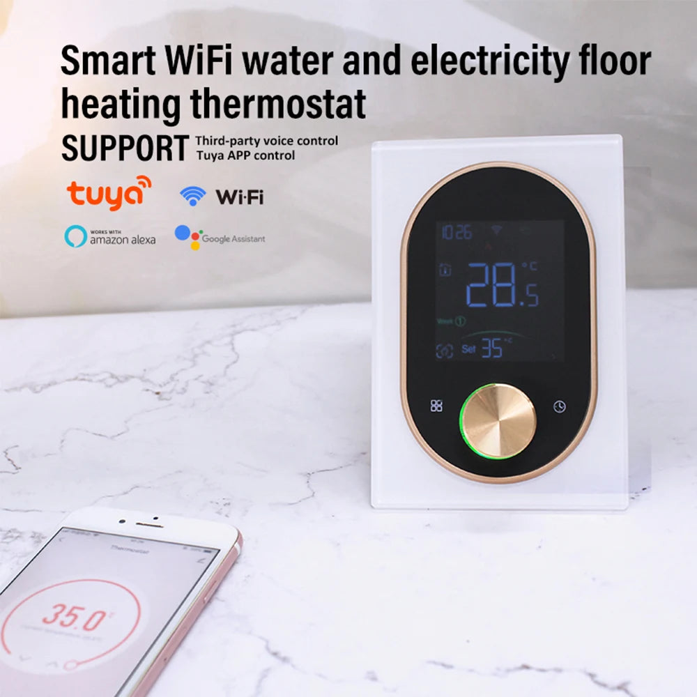 Smart WiFi Programmable Knob Thermostat for Electric Floor Heating & Gas Boiler