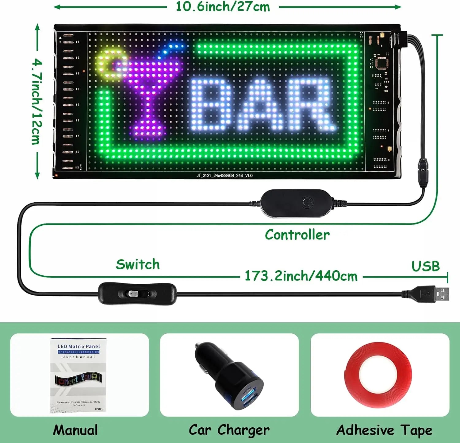 Double Layer RGB Flexible LED Display Panel with App Programmable Sign for Car, Shop, Hotel, Advertising