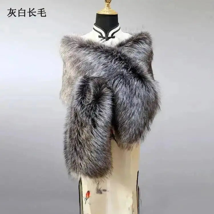CowLost | 32-colors-165-30cm-women-luxury-warm-faux-fox-fur-shawl-winter-ladies-plush-scarf |38