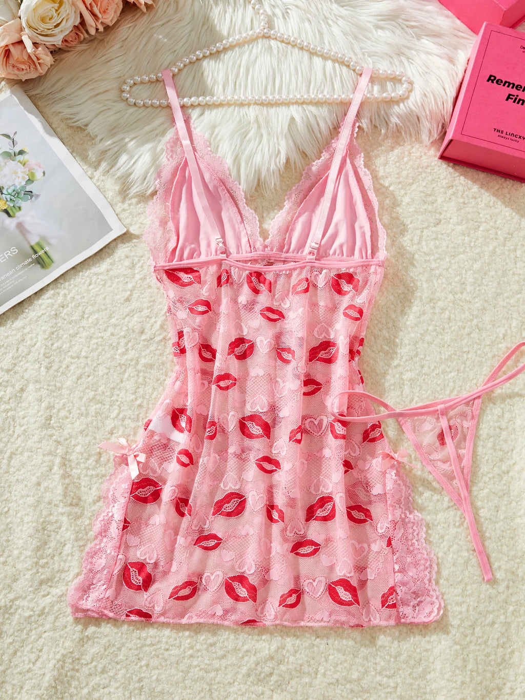 CowLost | lips-prints-pink-lace-sexy-lingerie-women |3