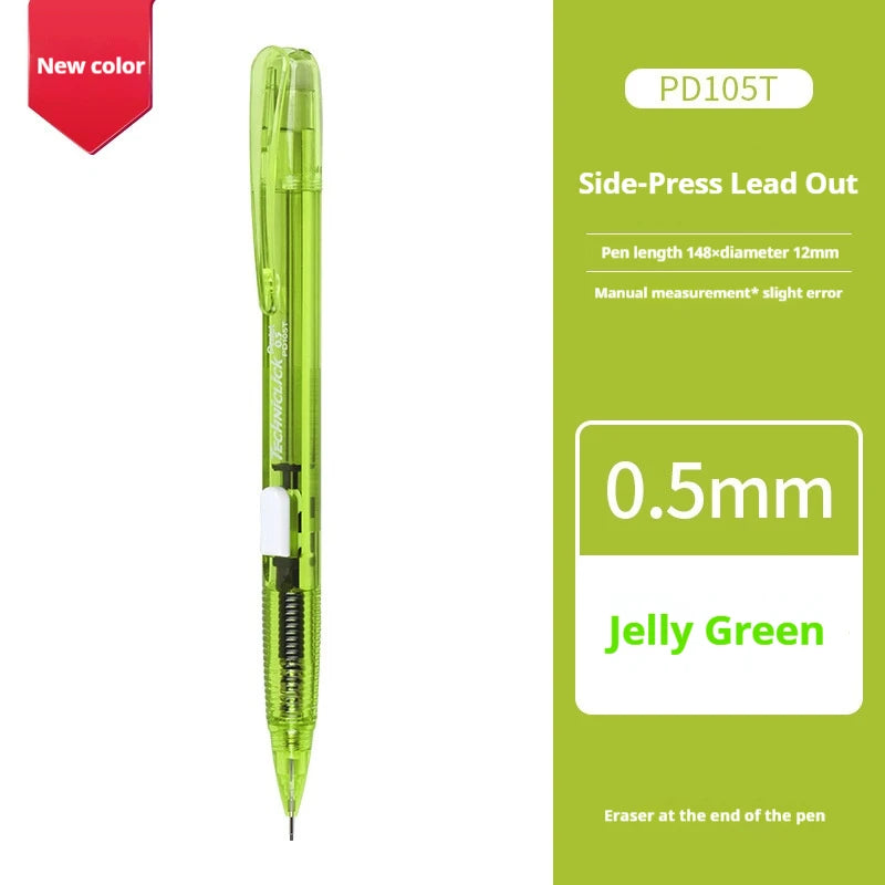 CowLost | product_id-pentel-pd105t-0-5mm-mechanical-pencil-break-resistant-lead-color-blocked-transparent-side-smooth-writing |36