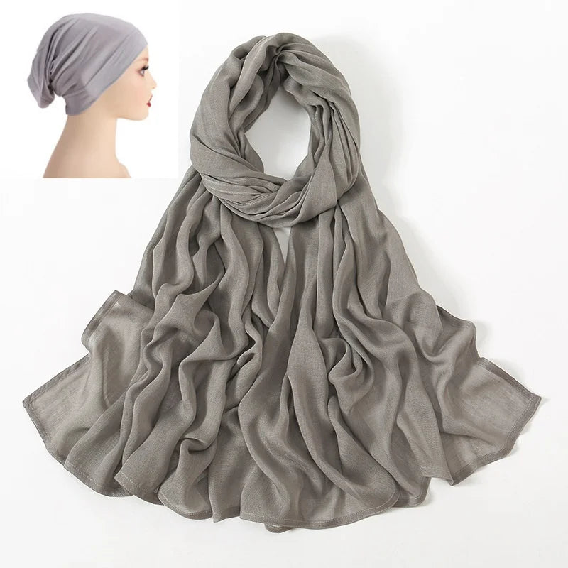 CowLost | 2pcs-set-hijab-matching-color-jersey-cap-lady-plain-viscose |17
