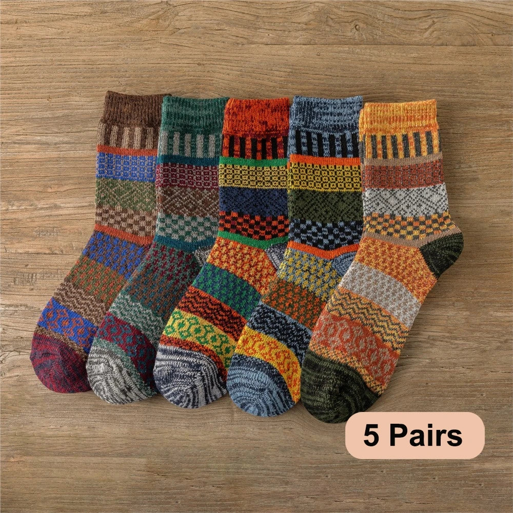 CowLost | sporting-goods-5-pairs-winter-vintage-thick-warm-socks |1