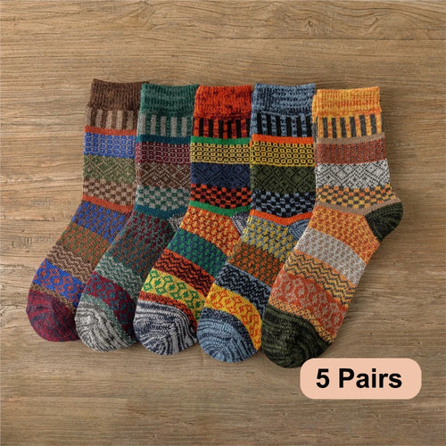CowLost | sporting-goods-5-pairs-winter-vintage-thick-warm-socks |1
