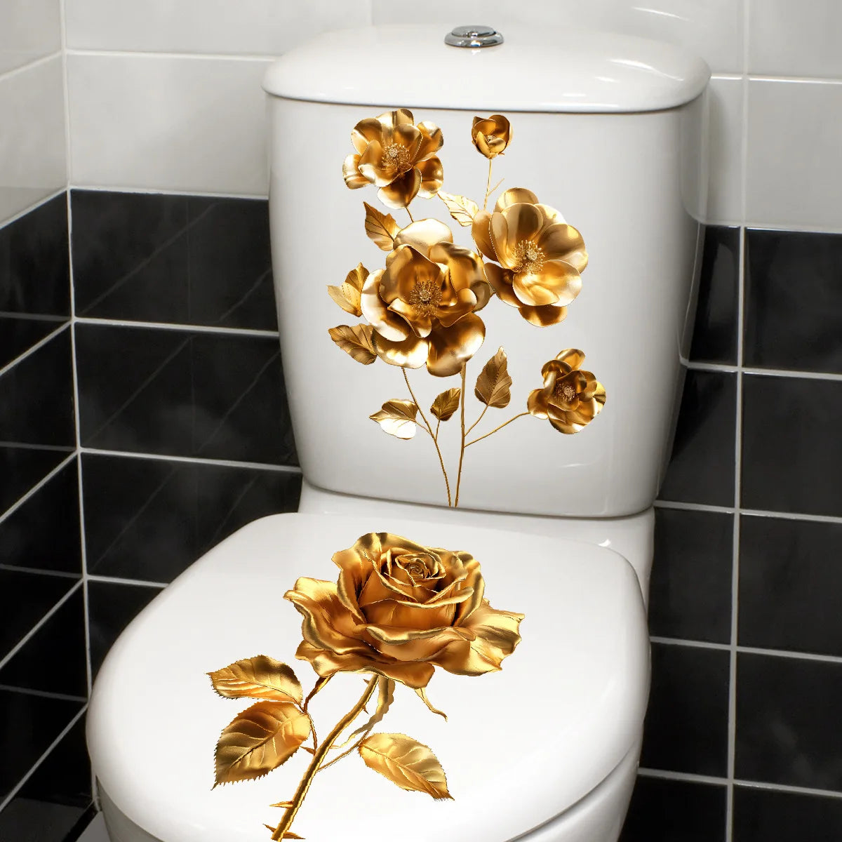 CowLost | beautiful-golden-flower-toilet-sticker-bathroom-toilet-cover-decorative |12