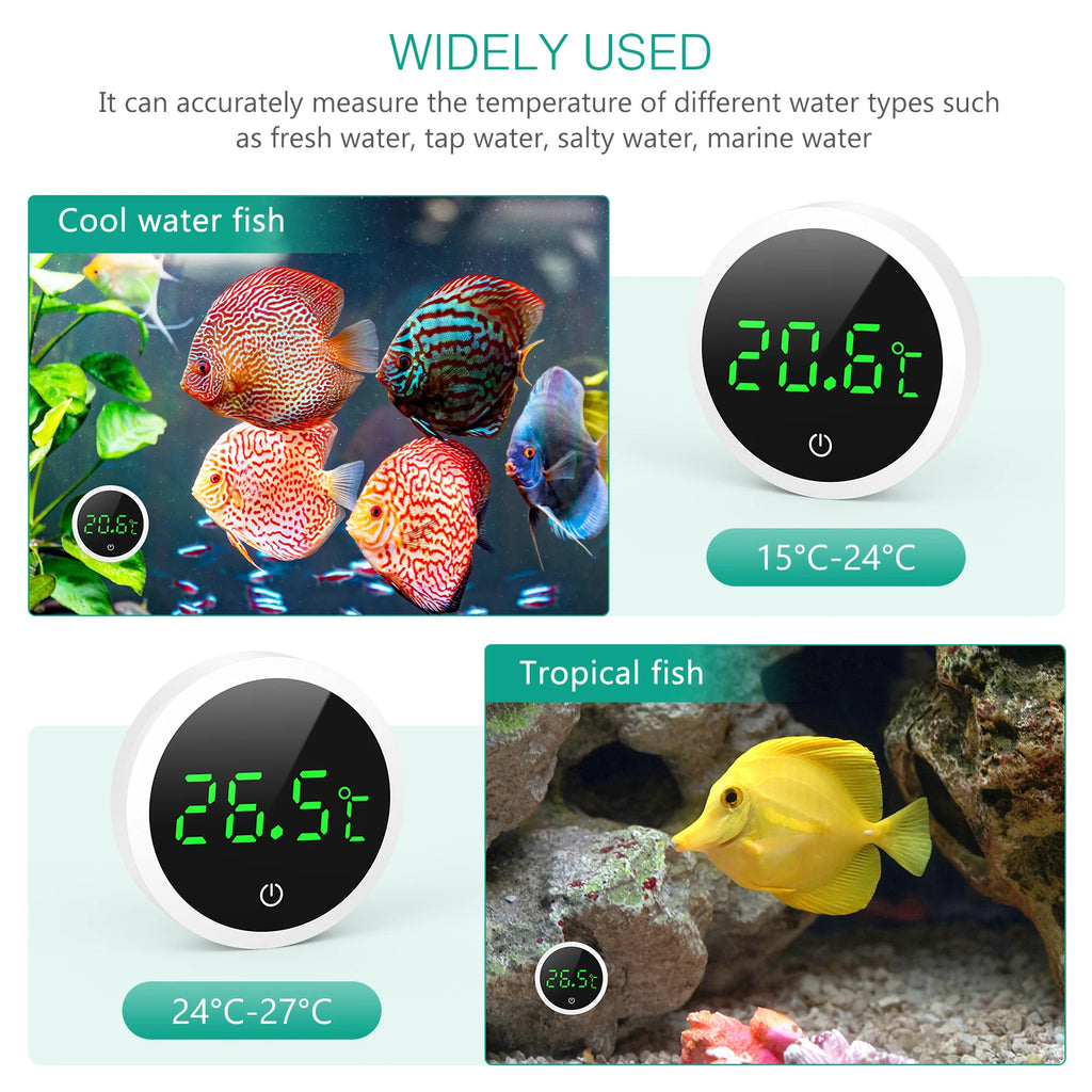 ORIA Digital LCD Aquarium Thermometer Round Mini Electronic Fish Tank Temperature Meter