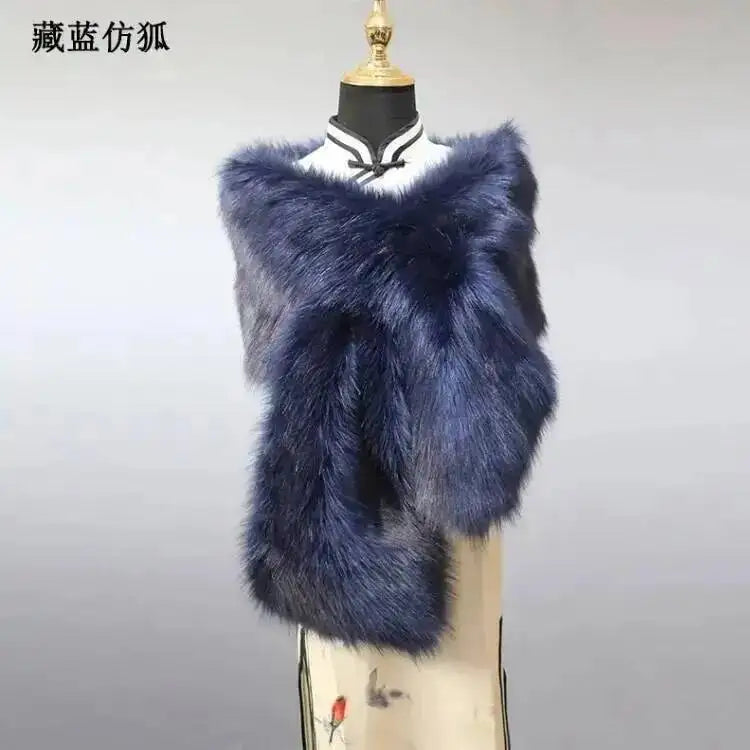 CowLost | 32-colors-165-30cm-women-luxury-warm-faux-fox-fur-shawl-winter-ladies-plush-scarf |49