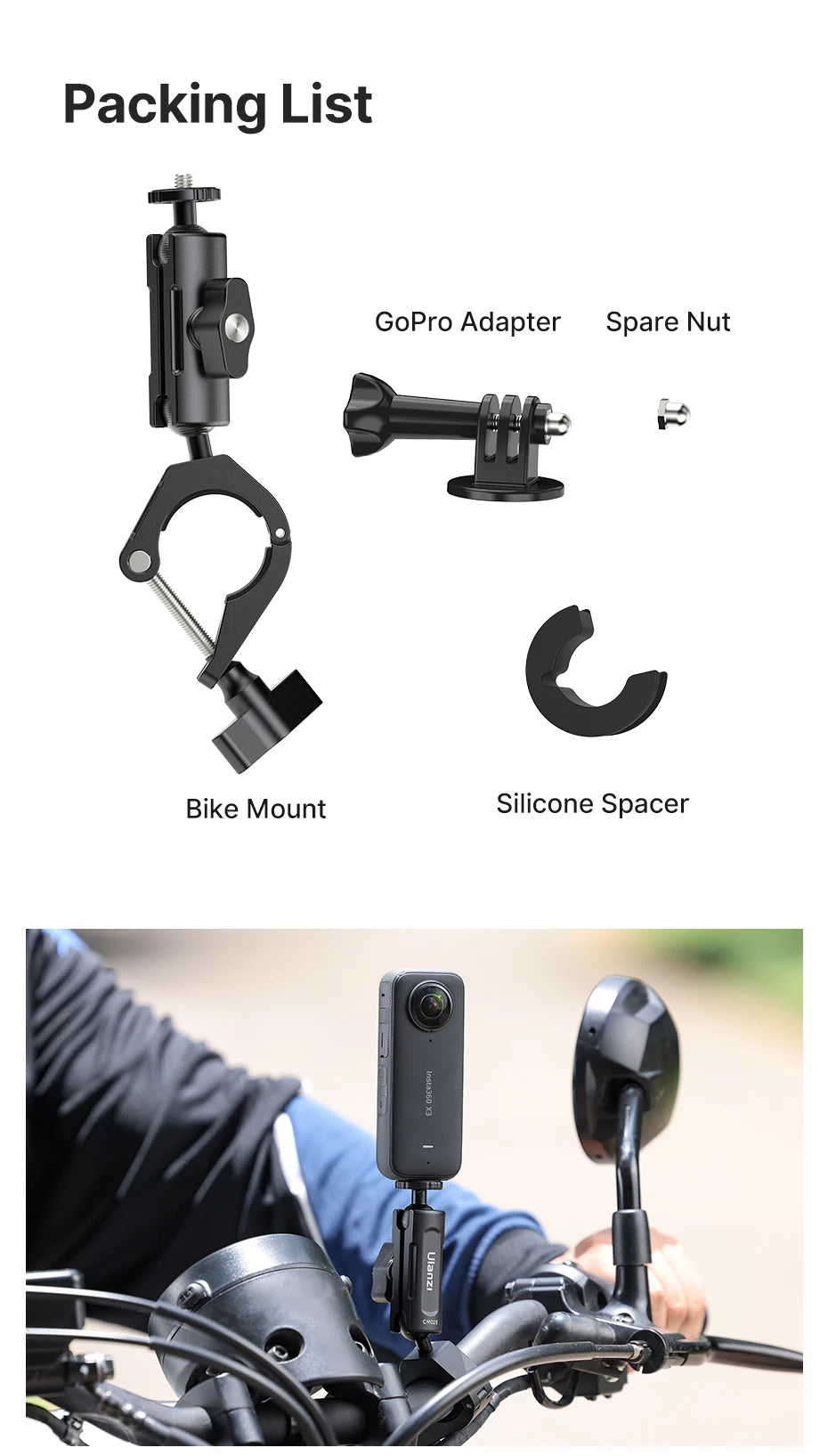 CowLost | ulanzi-cm025-action-camera-mount-for-go-pro-11-10-9-8-7-6-insta360-bicycle-motorcycle-handlebar-mount |16