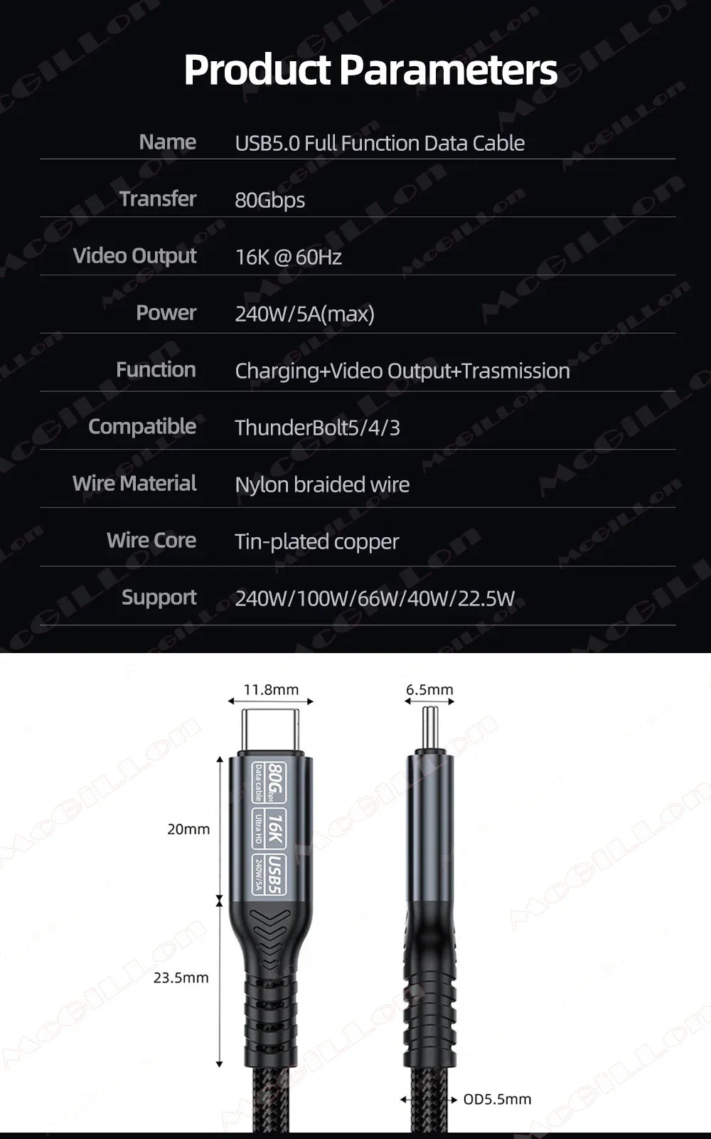 CowLost | product_id-mcgillon-pd240w-80gbps-thunderbolt-5-usb-c-to-usb-c-cable-16k-48v-5a-for-iphone-17-pro-macbook-pro-tablet-laptop |14