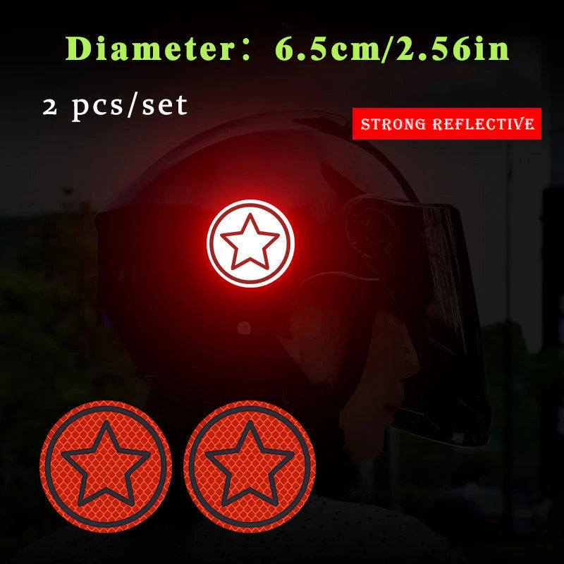CowLost | 2pcs-set-car-bumper-reflective-safety-strip-stickers-car-circular-star-reflective-sticker-reflective-warning-safety-tape |7