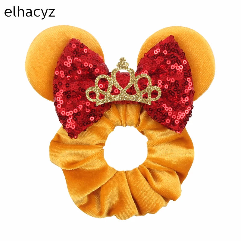CowLost | mouse-ears-sequins-bow-women-velvet-scrunchies |50