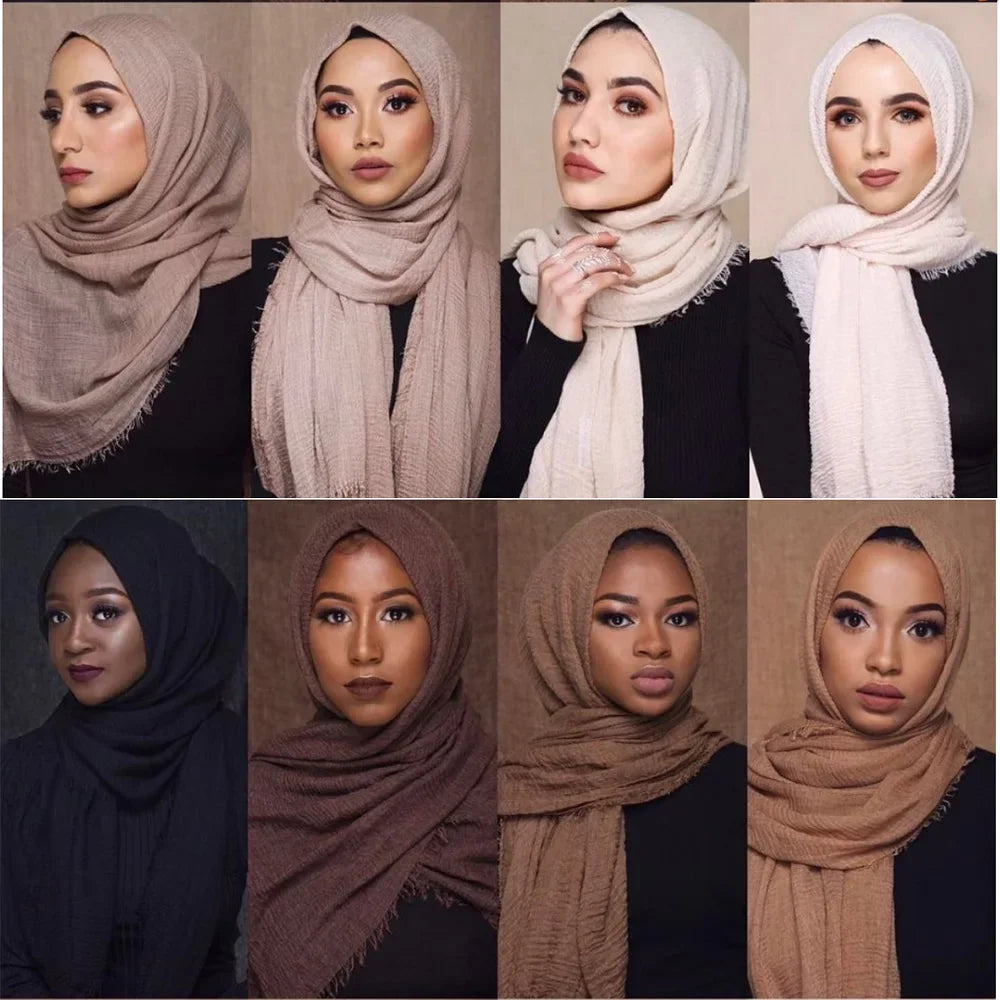 180X90CM Muslim Women Crinkle Hijab Soft Cotton Scarf