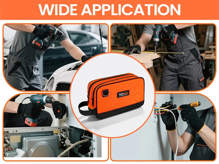 CowLost | product_id-compact-double-zip-tool-bag-orange-black |12