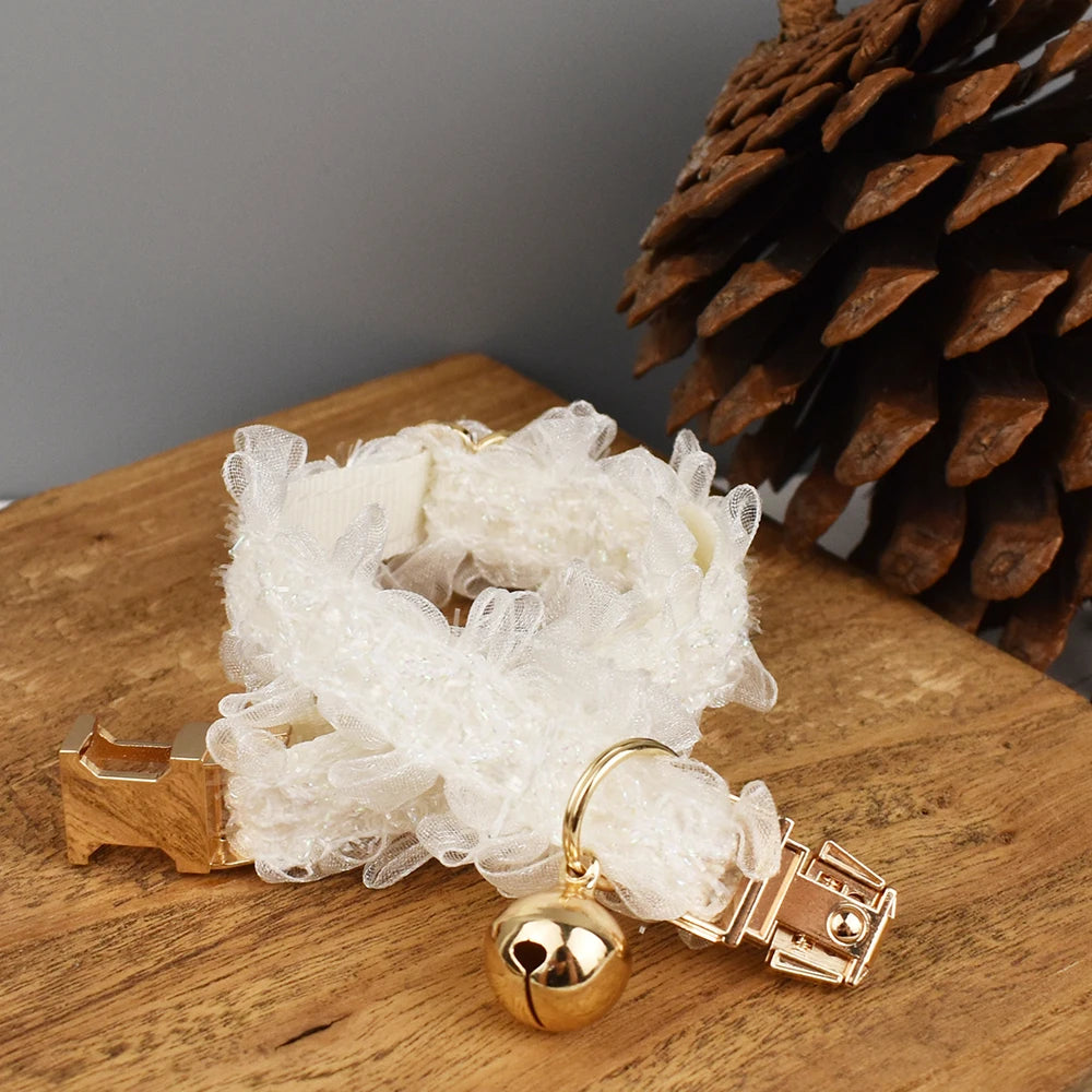 CowLost | cat-furniture-adjustable-lace-cat-collar-with-safety-bell-and-personalized-name |4