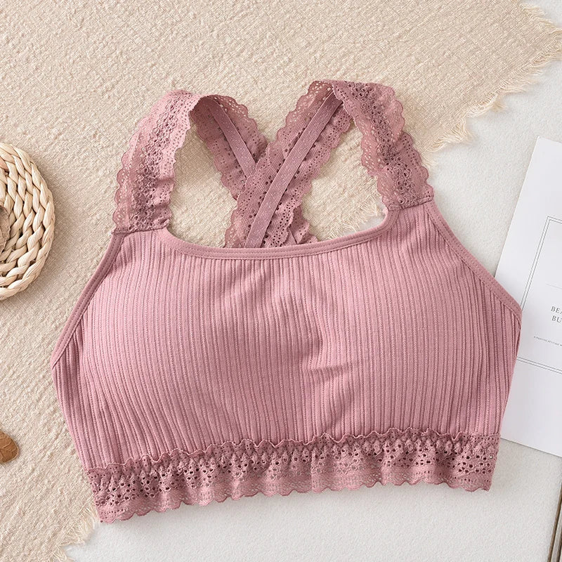 CowLost | product_id-women-s-lace-seamless-wire-free-bralette-crop-top-with-removable-pads |36