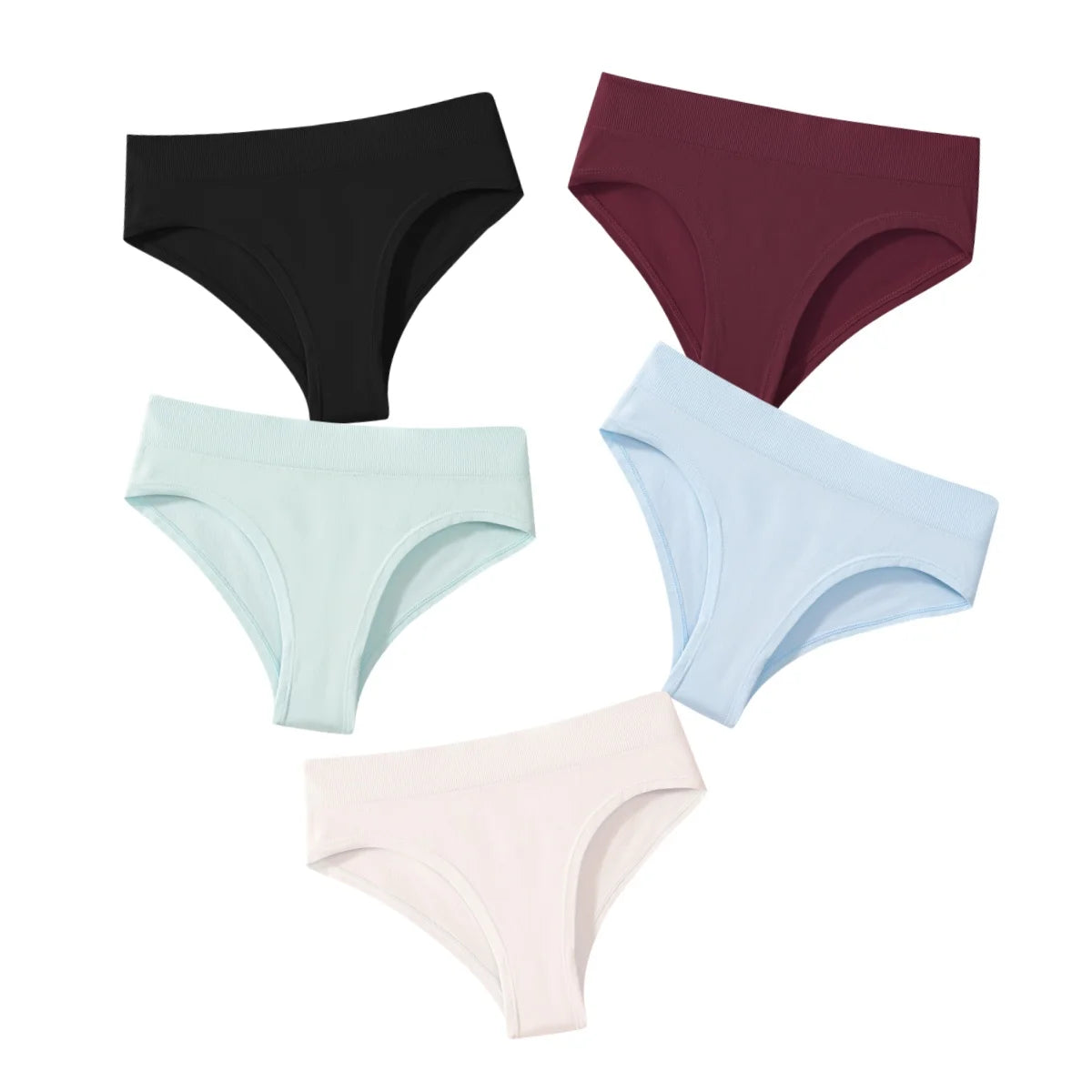 CowLost | product_id-5pcs-high-rise-seamless-women-s-solid-color-brief-panties-s-xxxl |15
